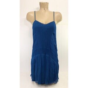 Broadway & Broome 100% Silk Sheath Dress Size 0  17” Sleeveless Blue Lined